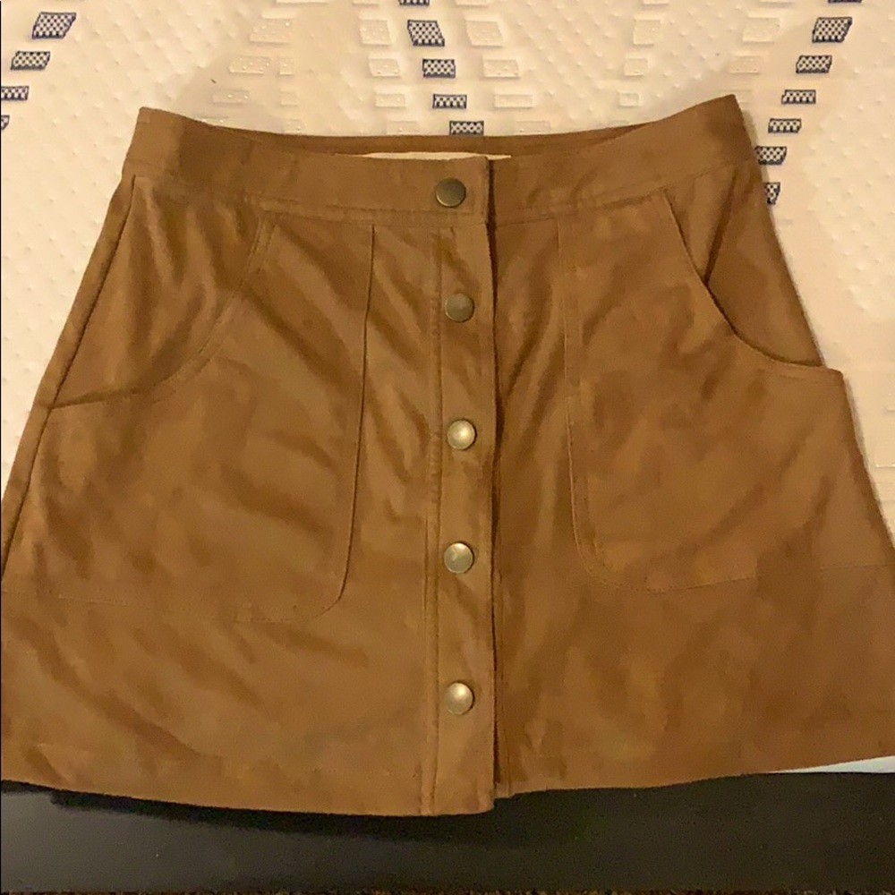 Brandy Melville suede button up a-line skirt S